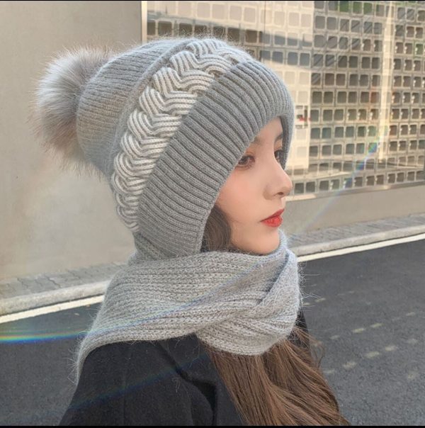 2in1 Wool Winter Scarf Hat Online - Image 4