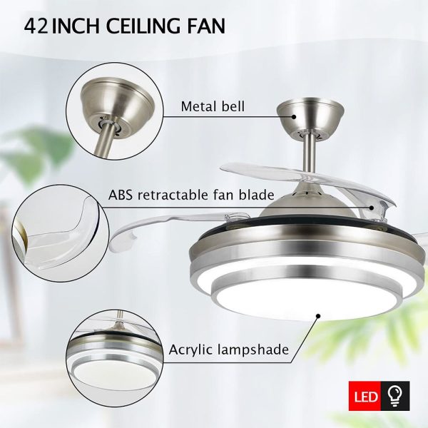 Modern Remote Controlled LED Ceiling Fan Lamp For Discount - Image 4