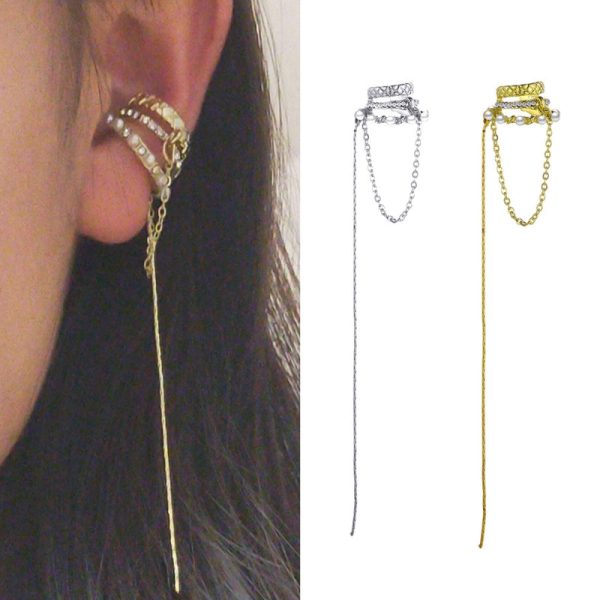Elegant European No Ear Hole Chain Earrings Fashion - Image 4