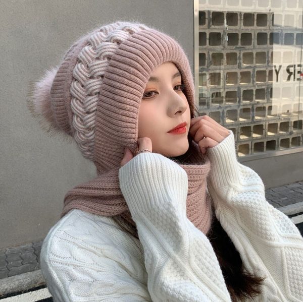 2in1 Wool Winter Scarf Hat Online - Image 5