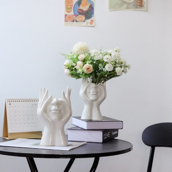 Ceramic Abstract  Human Face Flower Vase Online
