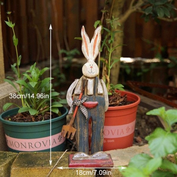 Wooden Retro Easter Bunny Outdoor Ornament Online Sale - Image 3