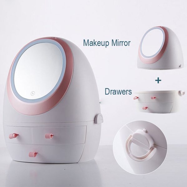 LED Light Mirror Cosmetic Makeup Storage Box For Sale - Image 3