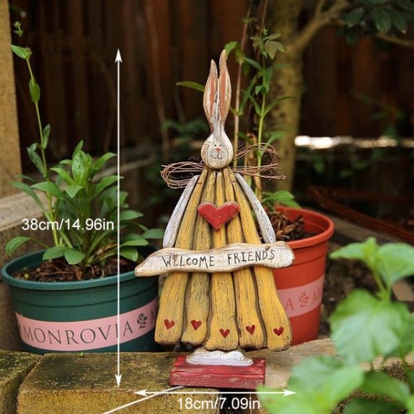 Wooden Retro Easter Bunny Outdoor Ornament Online Sale - Image 5