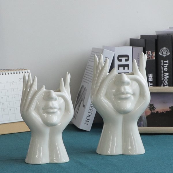 Ceramic Abstract  Human Face Flower Vase Online - Image 4