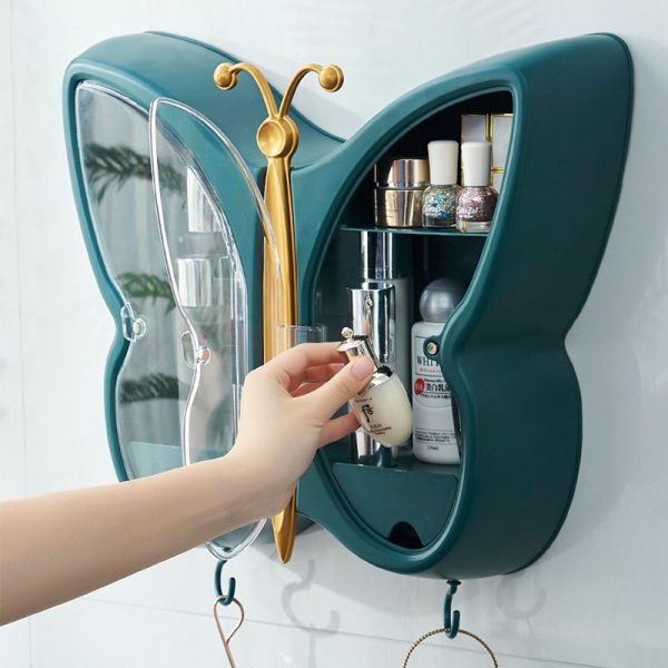 Wall-Mounted Butterfly Bathroom Makeup Organizer Online now