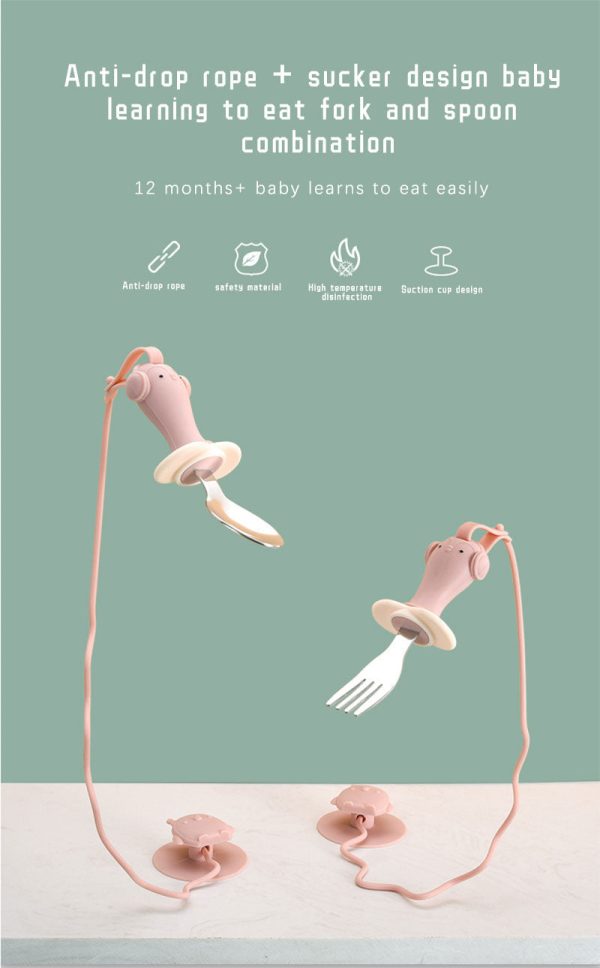 Anti-drop Baby Spoon Fork Set For Sale - Image 5