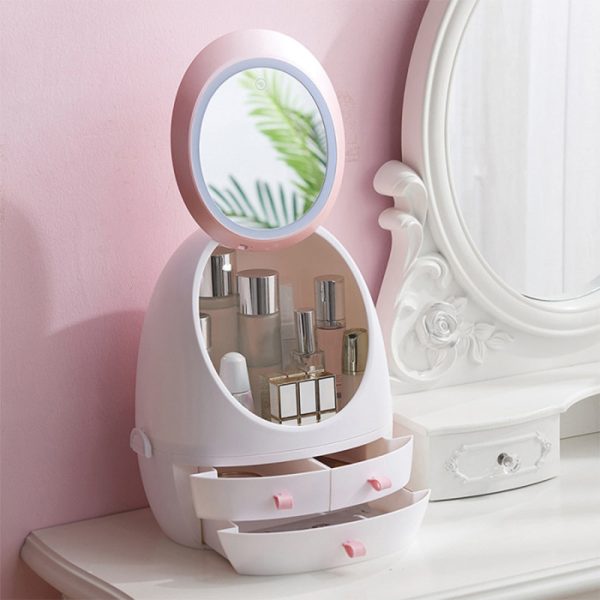 LED Light Mirror Cosmetic Makeup Storage Box For Sale