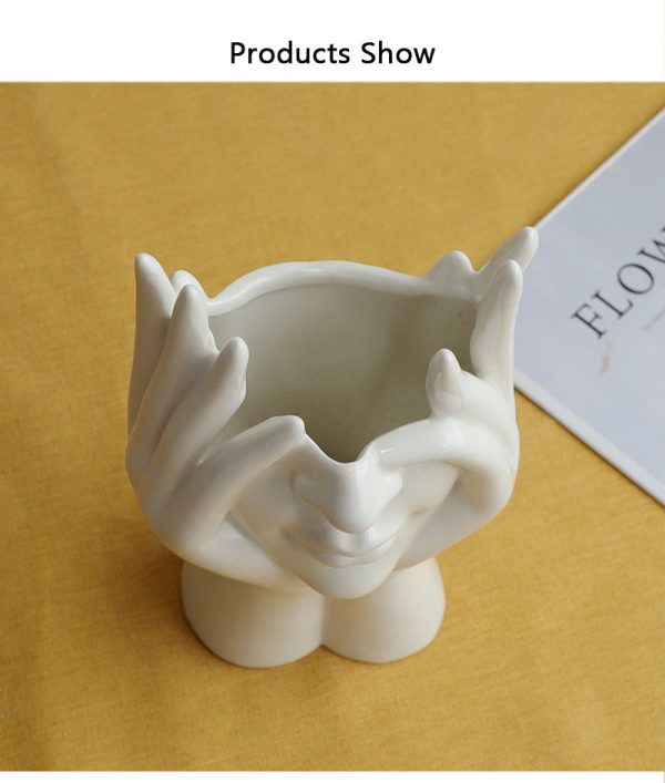Ceramic Abstract  Human Face Flower Vase Online - Image 3