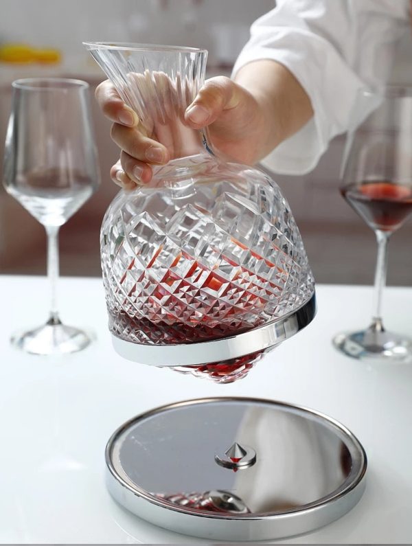 Elegant Crystal Spinning Glass Wine Decanter on Sale - Image 5