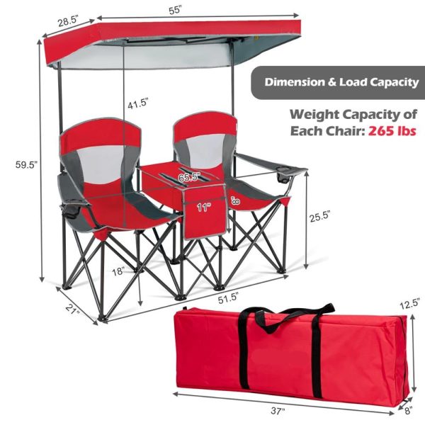 Double Folding Built-in Ice Box Camping Chair Online - Image 3