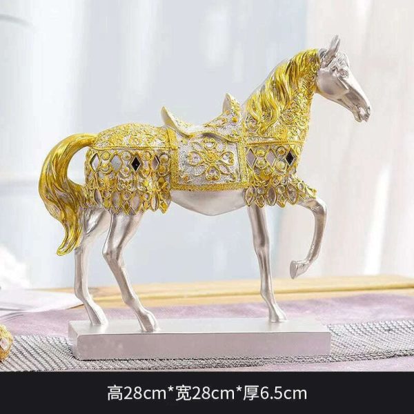 ERMAKOVA Retro War Horse Resin Golden Trotting Horse Statue Animal Sculpture Figurine Miniature Home Office Study Room Decor For Discount - Image 5