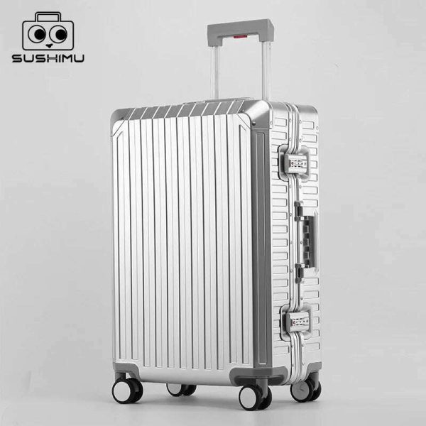 20 24 28  Inch Aluminum Trolley Suitcase Waterproof Metallic Cabin Luggage Trolly Bag With Wheels Online