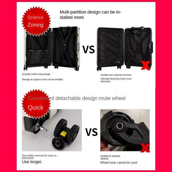 New Aluminum Frame Suitcase Large Capacity Suitcase on wheels 20 22 24 26 28 30 Inch Trolley Case Password Boarding Box Discount - Image 3